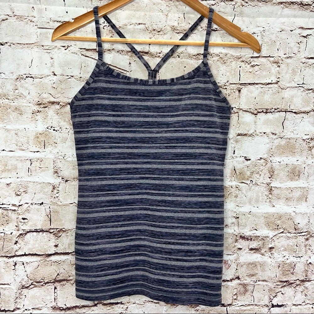 LULULEMON POWER Y TANK BLACK STRIPES GALORE